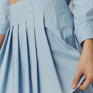 Maeve Mini pleated blue striped skirt